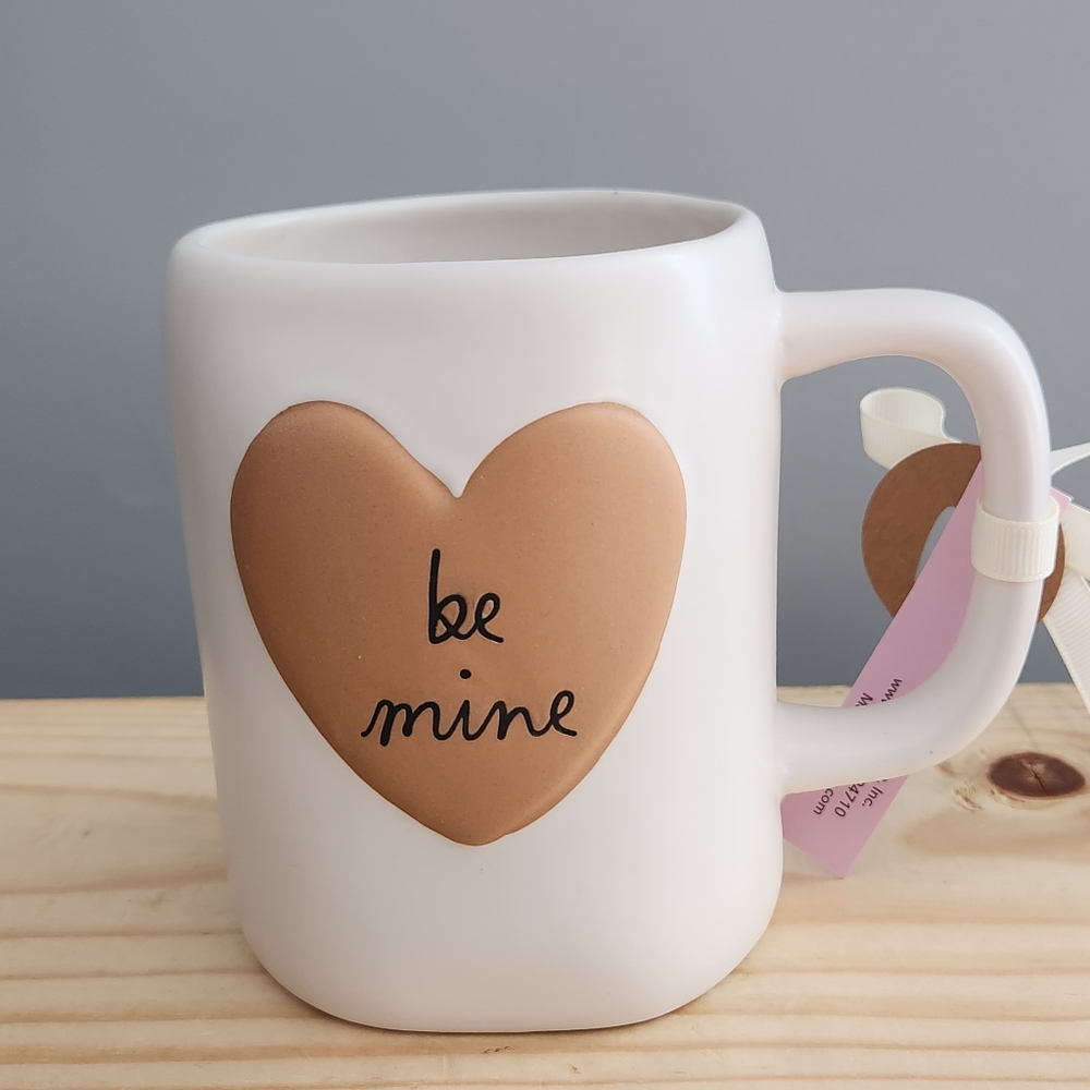Rae Dunn Single Sided Neutral Be Mine Heart Mug
